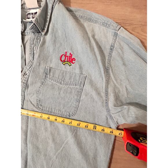 Vintage 2XL Most Wanted Chile Pepper Men’s Denim Shirt Excellent Condition - Picture 8 of 10